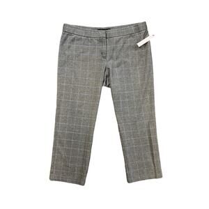 Amanda + Chelsea Pants Womens 12 Gray Shark Glen Modern Fit Plaid Ponte Cropped